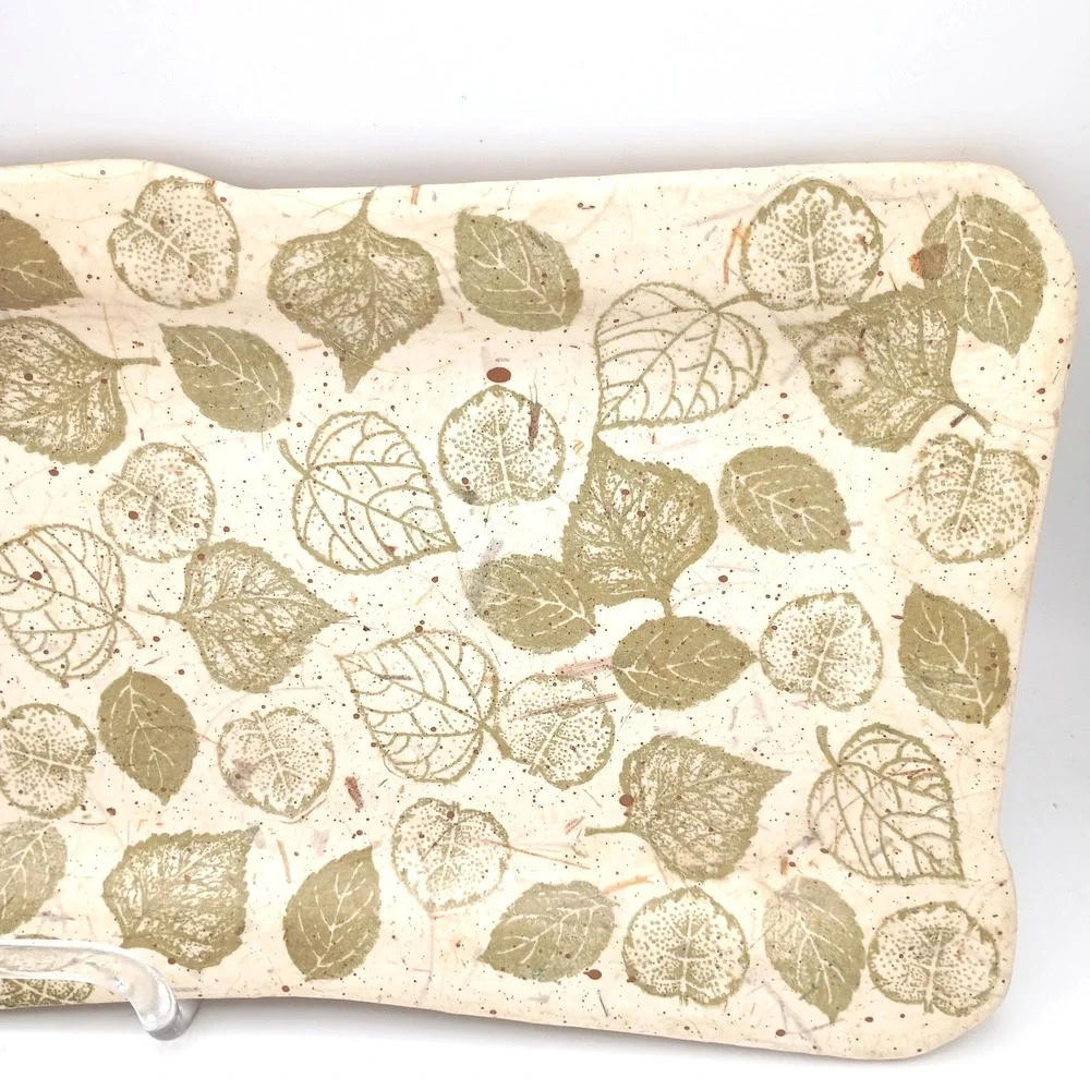 Salsa Style Art Studio Leaf Design Platter SIGNED‎ K DeSalsa Organic Fiberclay
